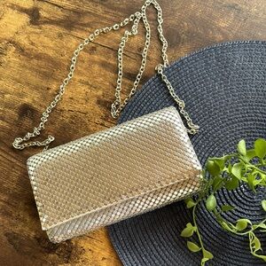 Silver Chainmail Clutch with Versatile Strap